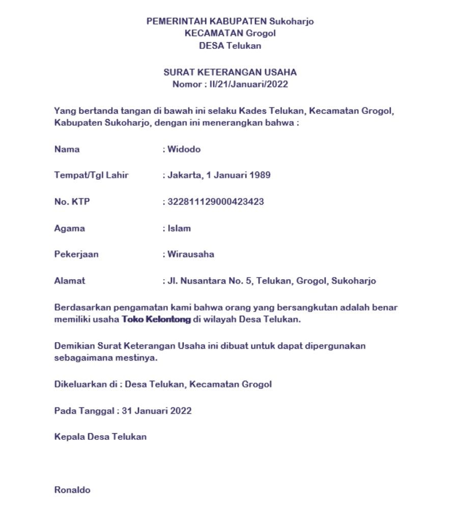 Panduan Pembuatan Surat Keterangan Usaha (SKU) untuk Pinjaman Modal