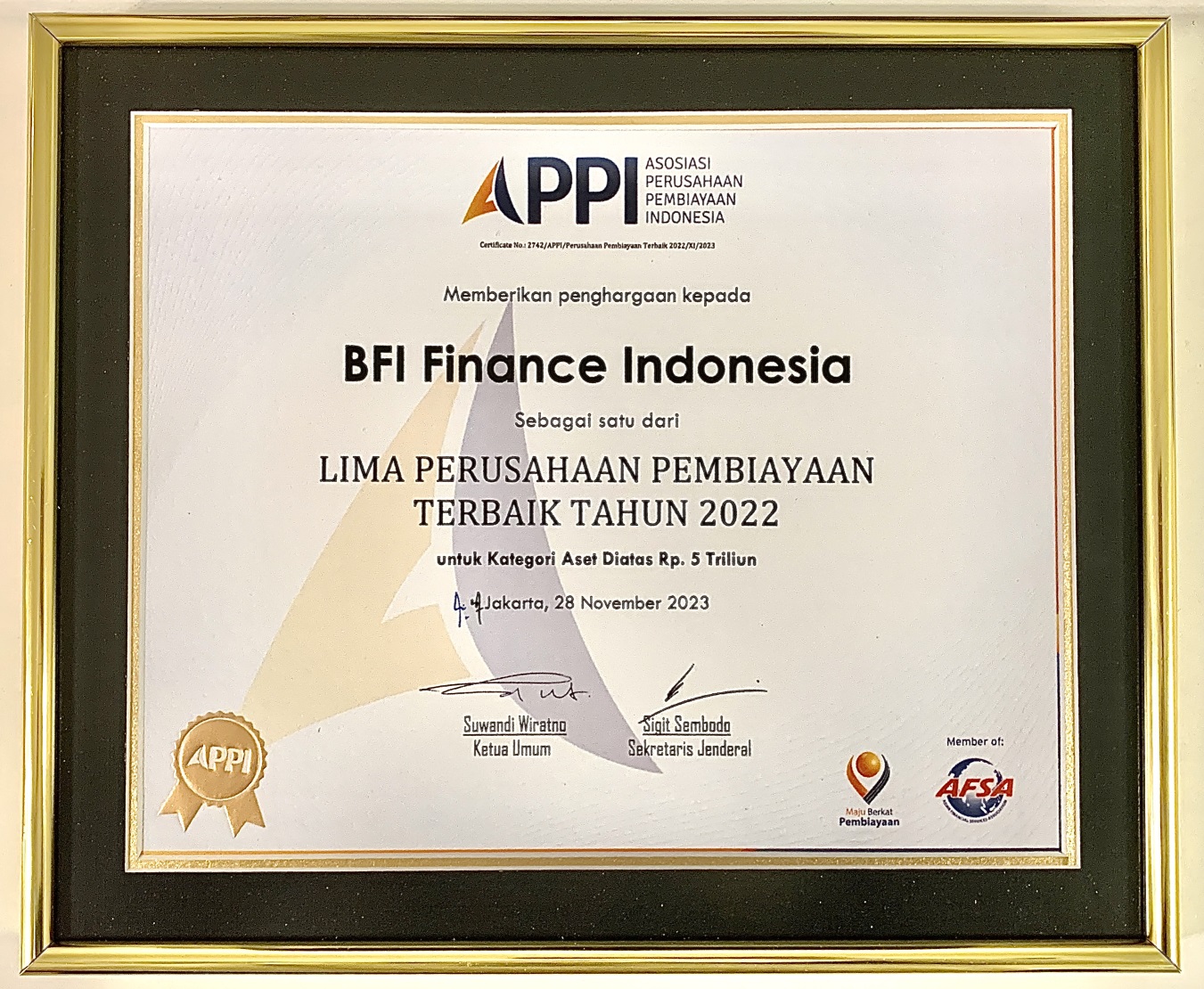 BFI-Finance-masuk-jajaran-perusahaan-pembiayaan-terbaik-tahun-2022-versi-APPI